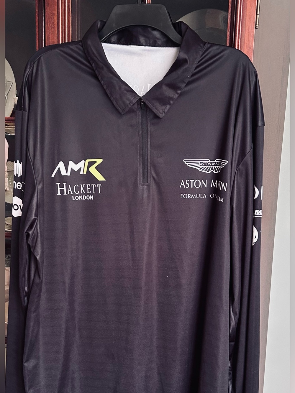 Aston Martin Racing Black Long Sleeve Zip Performance. 3XL